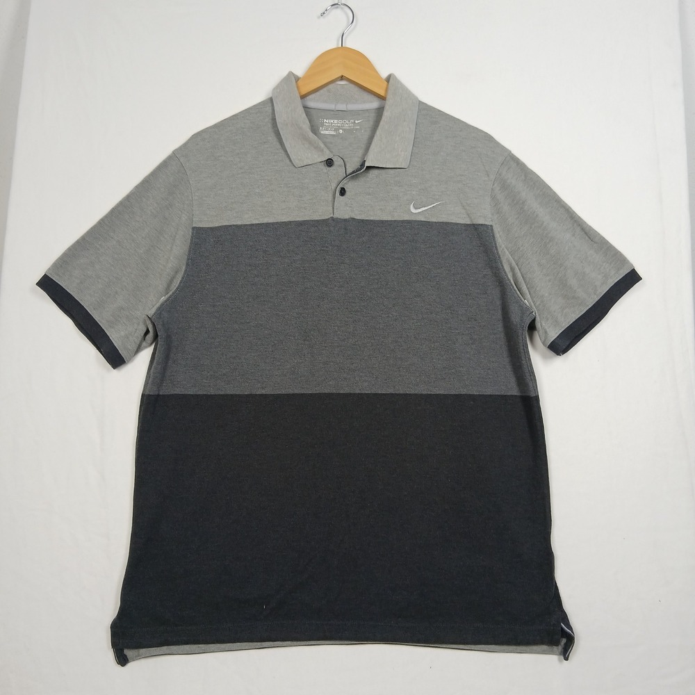 Nike Golf Tour Performance Dri-FIT Polo Shirt Gray Black Colorblock 685735-063 L